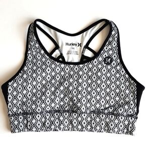 Hurley Sports Bra with Nike Feature Dri-Fit Black White Diamond XS